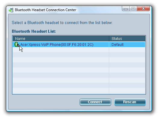 45 4. Clique Acer Xpress VoIP phone da lista, depois clique Connect (Ligar).