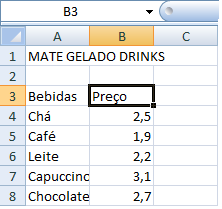 célula A2 1 Coloque o cursor dentro da célula A1, clique, segure, arraste até a célula A7, note que a célula A1 fica sem a cor do selecionado, isto acontece porque você começou a seleção da célula A1