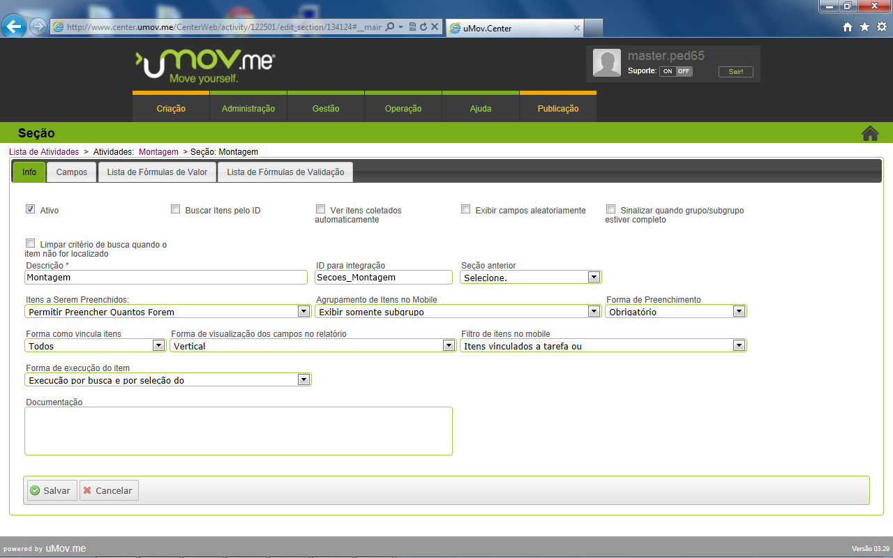 Título do documento No diretório Info é necessário configurar o campo Filtro de