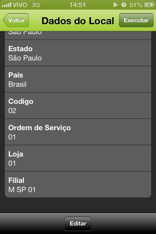 Bairro. CEP. UF. Município. Telefone. Código do cliente. Filial. Loja. Ordem de serviço.