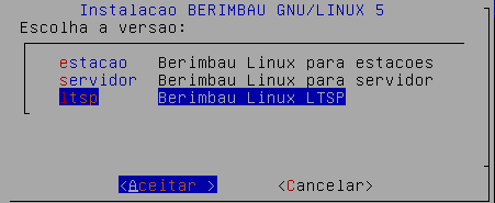 5.2. Servidor Selecione e digite ENTER para definir o disco de instalação: 5.3.