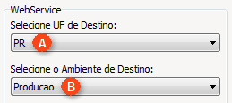 Hábil NFe 35 Copie o conteúdo da caixa destacada em vermelho na imagem acima e cole no campo Número de Série da tela de configurações do Hábil ERP NF-e. 3. WebService A - Selecione UF de Destino: Neste campo você precisa selecionar a unidade federativa (Estado) em que a sua empresa se localiza.