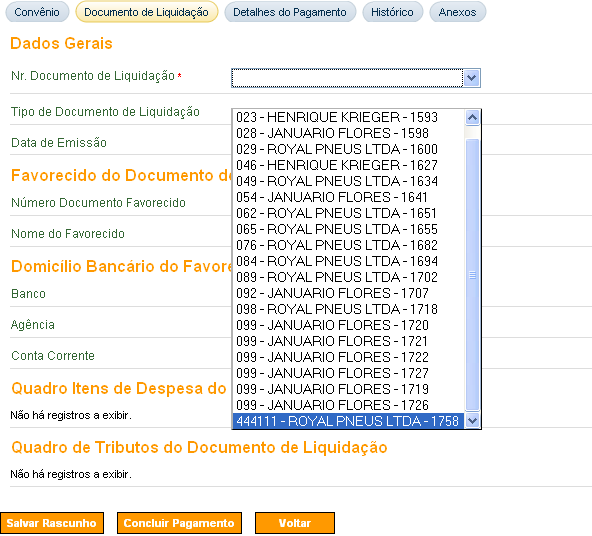 001 EMPRESA XXXXXXXXXXXXXX 1720 002 FULANO DE TAL 1721 003 EMPRESA WWWWWWWWWW 1722 022331 EMPRESA AAAAAAAAAAA 1723 0324 EMPRESA XXXXXXXXXXXX 1724 005 EMPRESA MMMMMMMMMMM 1728 1111 CICRANO DA SILVA