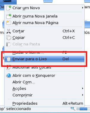 2.Gestor de Janelas KDE Na barra do lado esquerdo, encontram-se algumas localizações no sistema como a Pasta Pessoal, a pasta Raíz do sistema, entre outros.