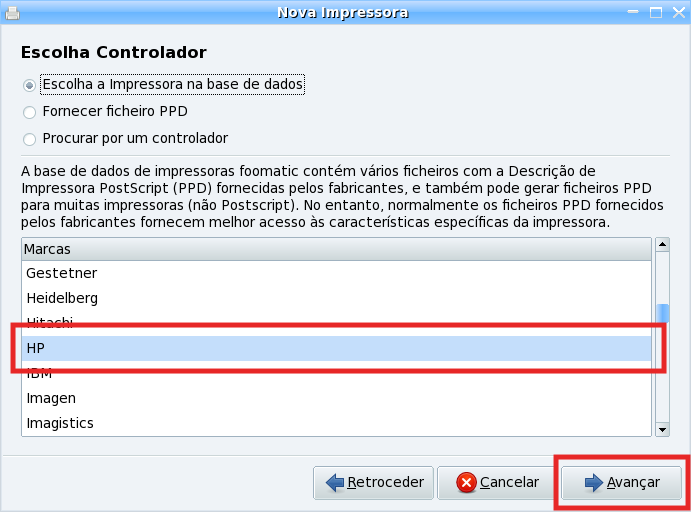 5.Administração do Sistema Aqui, de acordo com a impressora que se está a configurar, poderá ser necessário instalar mais pacotes. Caso seja lançado um novo aviso carregue em Instalar (figura 5.9).