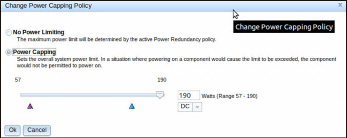 Com o Actie Energy Manager, é possíel limitar a quantia total de energia que o seridor é permitido usar.