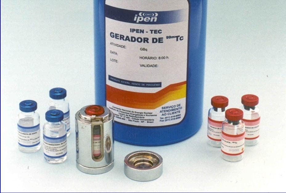 Gerador de 99 Mo/ 99m Tc Tempo de vida Tc99m= 6h - Até 300 geradores/semana - (250,500,750,1000, 1250,