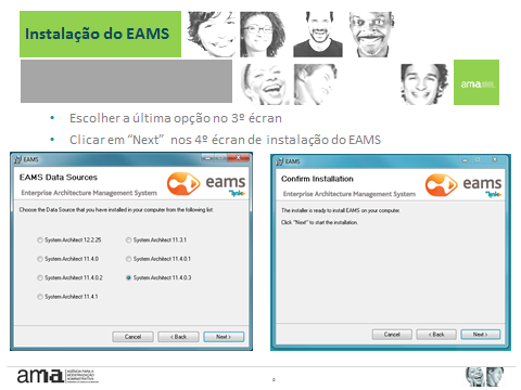 Instalação do EAMS Executar o instalador do EAMS