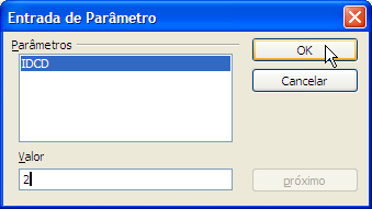 Consultas com parâmetros Numa consulta deste tipo, o valor da condição será solicitado ao comandar a execução. Criamos parâmetros substituindo o valor da condição pelo sinal de interrogação <?