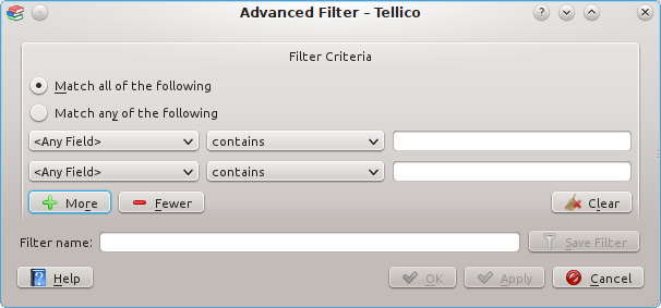 2.5 Filtrar os Itens A Janela de Filtros permite-lhe limitar os itens visíveis na Área de Colunas para os que correspondam a uma ou mais regras do filtro.