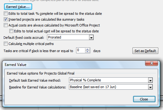 4.5.2 Actualização dos Dados Reais de Execução A baseline inicial deve incluir toda a informação disponível até à data de início do Projecto, nomeadamente a duração prevista, respectiva localização