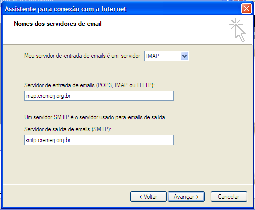 O CREMERJ disponibiliza os 2 protocolos de recebimento de mensagens POP e IMAP, a grande diferença entre o uso de POP e IMAP, é que através do IMAP, suas mensagens continuam em nossos sevidores