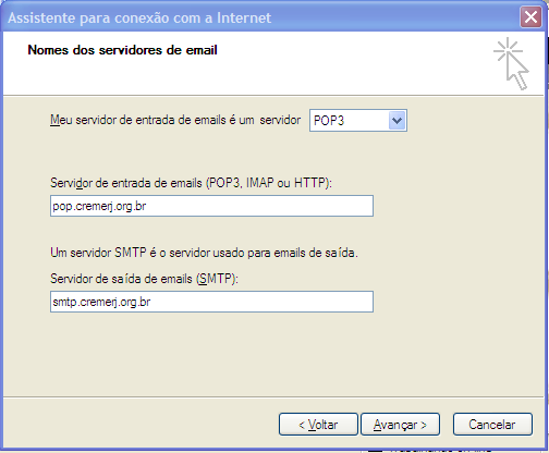 Passo 6 Configuração POP Escolha o protocolo POP para seu servidor receber as mensagens.