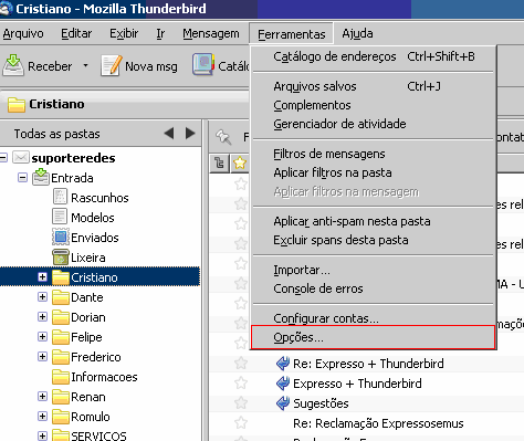 Cliente: PMV Página: 4/12 Ira abrir a tela de configurar o serviço de SMTP Configurações: