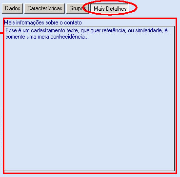 17 Vida Controle de Contatos Na Pasta mais detalhes você tem um campo para digitar um