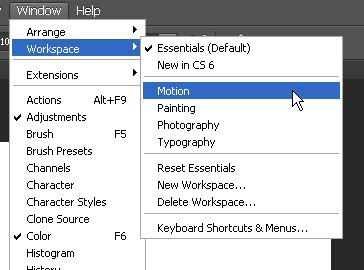 O photoshop permite salvar o modo de visualização da área de trabalho As mesmas funções de modificar o modo default do Workspace podem ser acessadas no menu Window > Workspace, permitindo que se