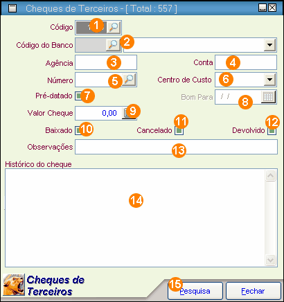 281 essa opção, o valor do cheque não será baixado do Caixa (menu Movimentos/ Caixa/ Lançamentos no Caixa). Após selecionar todos os cheques que você deseja, clique em Baixar.