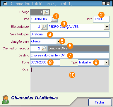 297 3. Atendente: preencha esse campo para filtrar as informações por Funcionário (menu Arquivos/ Funcionário). Da mesma forma que o campo anterior, deixe em branco para mostrar todas as OS's. 4.