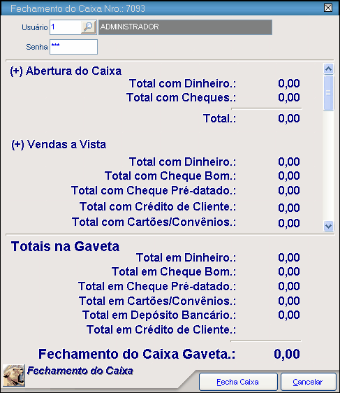 311 Basta informar o usuário e a senha (caso você esteja trabalhando com Usuários do Sistema) para ver toda a movimentação do período.