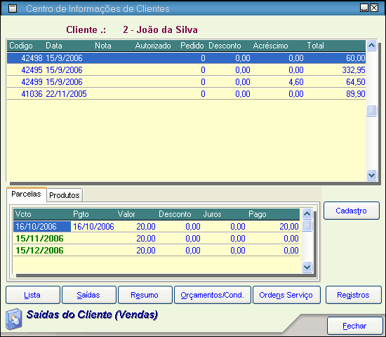 89 Data de Nascimento. 2. Nessa área serão mostrados os clientes cadastrados. Clique sobre um deles para visualizar os dados. 3. Aqui você poderá visualizar os dados do cliente.