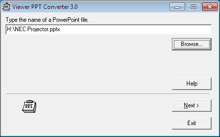 8. Ajuda ao Utilizador Converter ficheiros PowerPoint em diapositivos (Viewer PPT Converter 3.0) É possível converter ficheiros PowerPoint em ficheiros JPEG usando o Viewer PPT Converter 3.0. Os ficheiros JPEG convertidos e os ficheiros Index (.