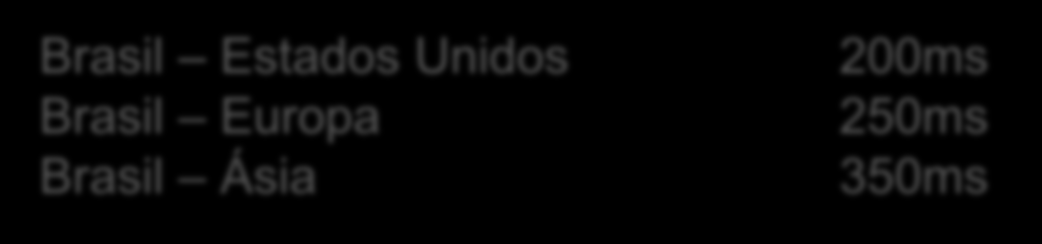 Latência: Rede Internacional + Rede VSAT Latência - Um dos grandes desafios da