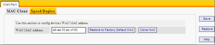 Clone de MAC Esta seção permite definir o endereço de MAC de WAN do roteador. Você pode tanto digitar manualmente um MAC quanto copiar o MAC do seu PC para o roteador.