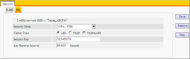 Default Key (Chave Padrão): Selecione uma chave das 4 chaves presentes para criptografar dados de wireless na rede. 2. WPA-PSK O protocolo WPA implementa a maioria do padrão IEEE 802.11i.