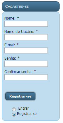 6º Passo: Para um maior controle de acesso e como ferramenta de marketing, a tela de cadastro é bem simples e não leva mais de 1 minuto para seu cadastro ficar pronto, selecione Registra-se e no