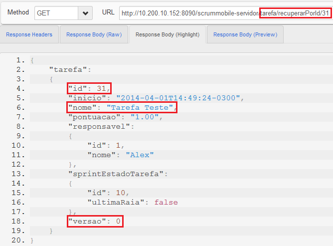 24 da API de consumo responsável por atualizar tarefas. A tarefa a ser alterada foi informada utilizando o formato JavaScript Object Notation (JSON).