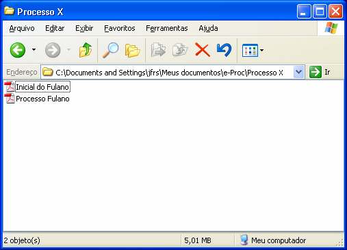 Figura 17 Pasta dos arquivos do processo em formato PDF.