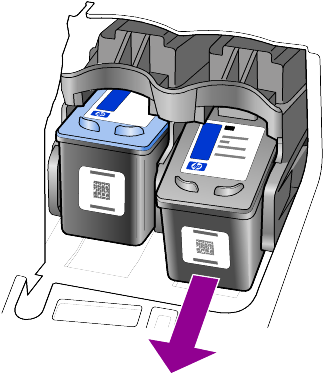 manutenção do hp officejet Bicos de tinta sob fita adesiva Contatos de cobre Fita plástica com guia rosa (deve ser removida) Não toque nos contatos de cobre ou nos bicos de tinta substituir os