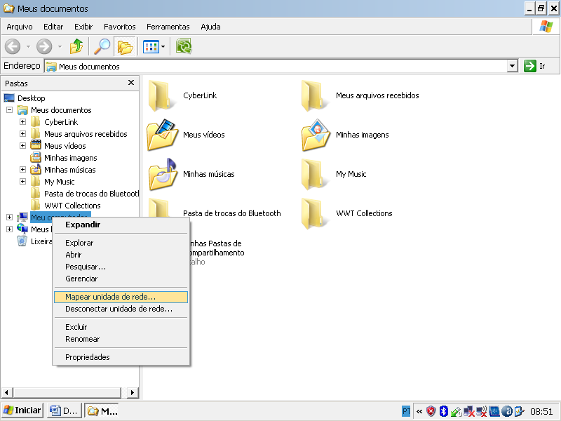 Informática Básica Mapear Unidades de Rede Há três formas de se mapear as unidades de rede: 1ª Através do Windows Explorer: Abra o Windows Explorer: