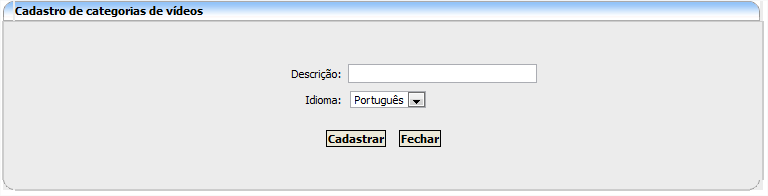 Insira os dados solicitados: - Título: título do vídeo - Descrição: breve descrição do vídeo - Código do Youtube: nesta campo você cola o código do vídeo do Youtube, são os 11 caracteres que vem logo