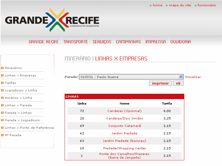 112 de dados. Um exemplo desse serviço é mostrado na Figura 29, obtido do website da Grande Recife, gestor do transporte público da Região Metropolitana do Recife-PE. Figura 29. Informação de linhas por local escolhido/recife-pe Fonte: http://200.