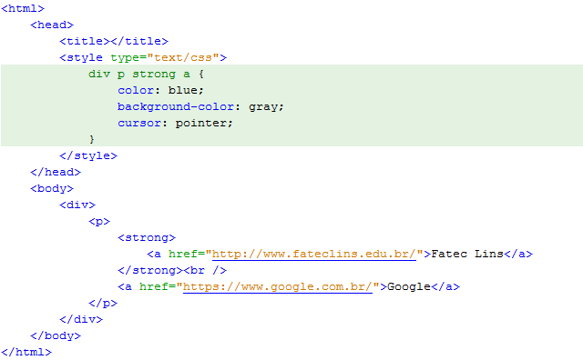 52 Código Fonte 3.7 Seletor Encadeado do CSS no HTML. Fonte: Elaborado pelos autores, 2014. O Código Fonte 3.