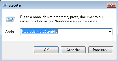 b) No campo Abrir: digitar o endereço do servidor: