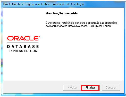 122 Para concluiu a instalação do Oracle 10g, clique em Finalizar como é mostrada na Figura A.5.