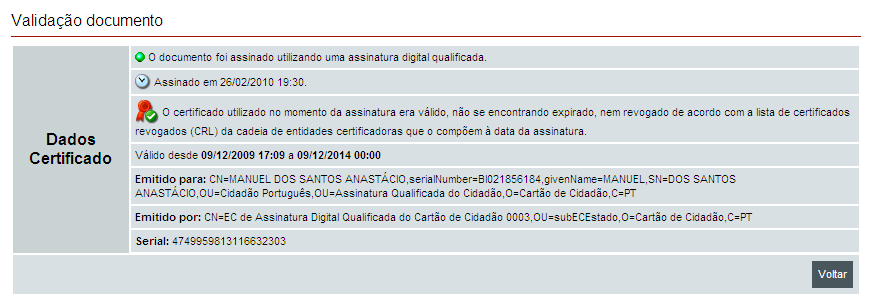 3 A Assinatura na Plataforma 4.º Exemplo: Assinatura individual. Pode surgir o nome apenas do utilizador, sem estar agregado a nenhuma empresa.