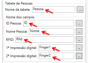 4 Testes e demonstração da aplicação Figura 4-12: Definir os nomes dos campos Para cada campo aparece uma lista de tabelas ou campos respetivamente (se tivermos preenchido corretamente os campos