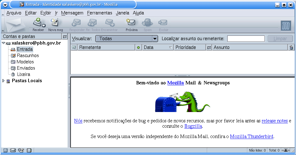 Figura 2.14: Mozilla Mail para Linux 2.5 Cliente de e-mail 2.6 Gerenciador de arquivos O gerenciador de diretórios e arquivos utilizado pela distribuição LIBERTASBR é a ferramenta Konqueror.