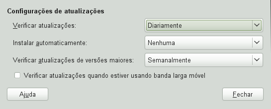 Você será for perguntado pela senha do root após ter procedido com Instalar atualizações. O miniaplicativo de atualização executa a instalação das atualizações de software.