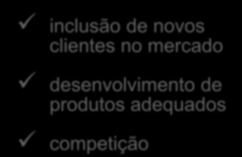 CORRESPONDENTES Importância do modelo inclusão financeira distribuição do crédito estímulo à concorrência inclusão de