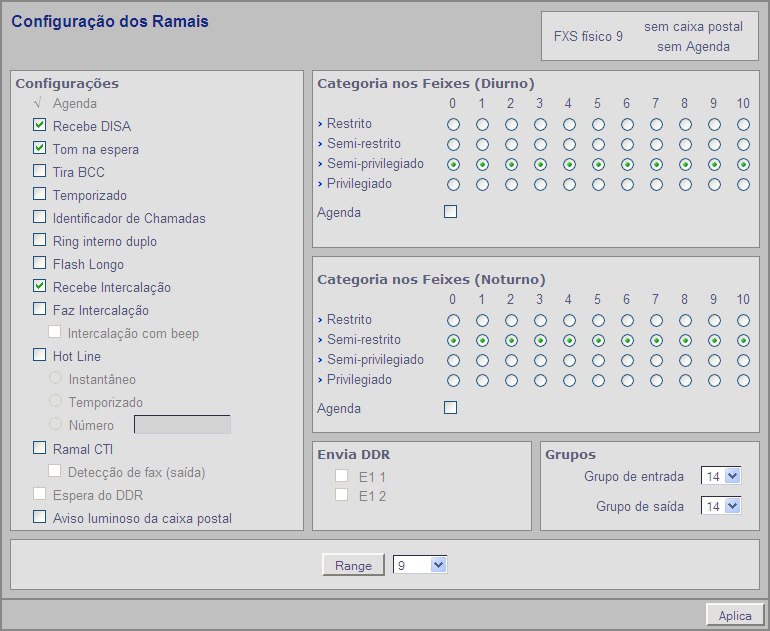 8.3 Ramais e Grupos 8.3.1 Configuração dos Ramais Os Ramais do PABX possuem determinadas características diferenciando-os uns dos outros.