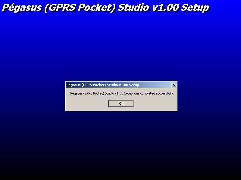 Aguarde enquanto os arquivos do Pégasus (GPRS Pocket) Studio são instalados
