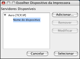 COLORWISE PRO TOOLS 18 2 Se a caixa de diálogo Nenhum servidor configurado for exibida, clique em OK. Se a caixa de diálogo Escolher Dispositivo da Impressora for exibida, clique em Adicionar.