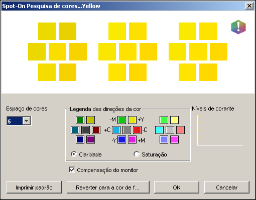 SPOT-ON 60 5 Digite valores C, M, Y e K de sua cor específica nos campos apropriados. Utilize a tecla Tab para mover de um campo para outro.