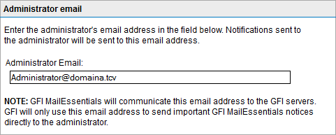 Opção The following SMTP servers receive emails directly from the Internet and forward them to this server Os emails também são filtrados por GFI MailEssentials Online Descrição Emails são