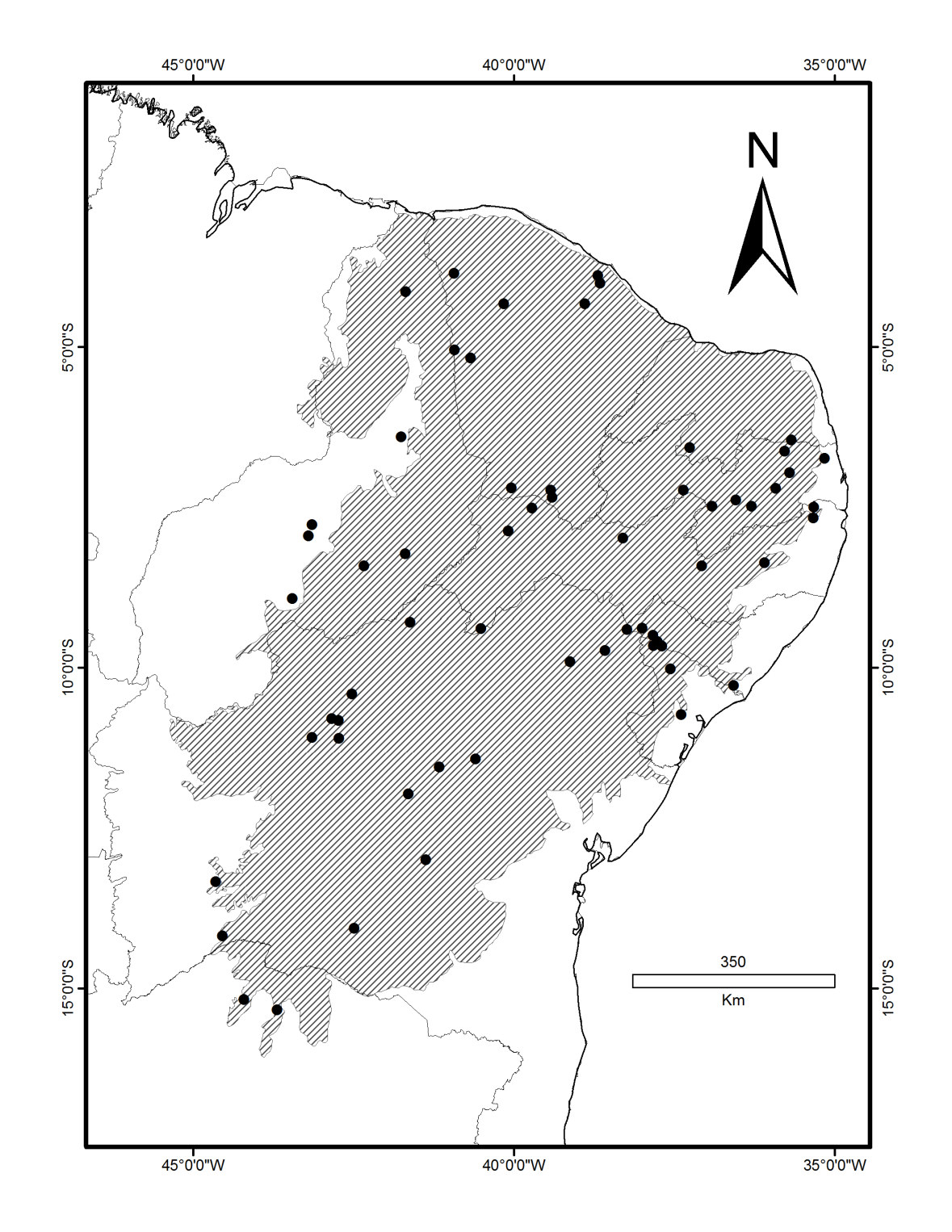 2 7 6 4 3 5 1 Figura 5 Localidades utilizadas no PAE e áreas de endemismo indicadas pelo teste.