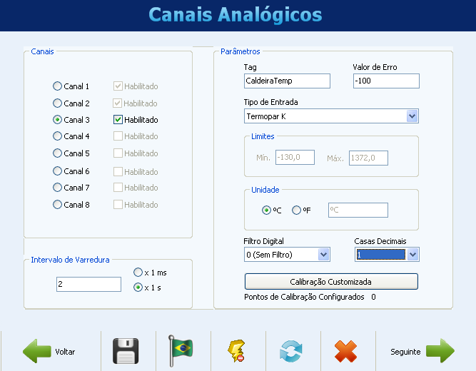 Canais Analógicos Configuração de canal linear NOVUS PRODUTOS ELETRÔNICOS LTDA.